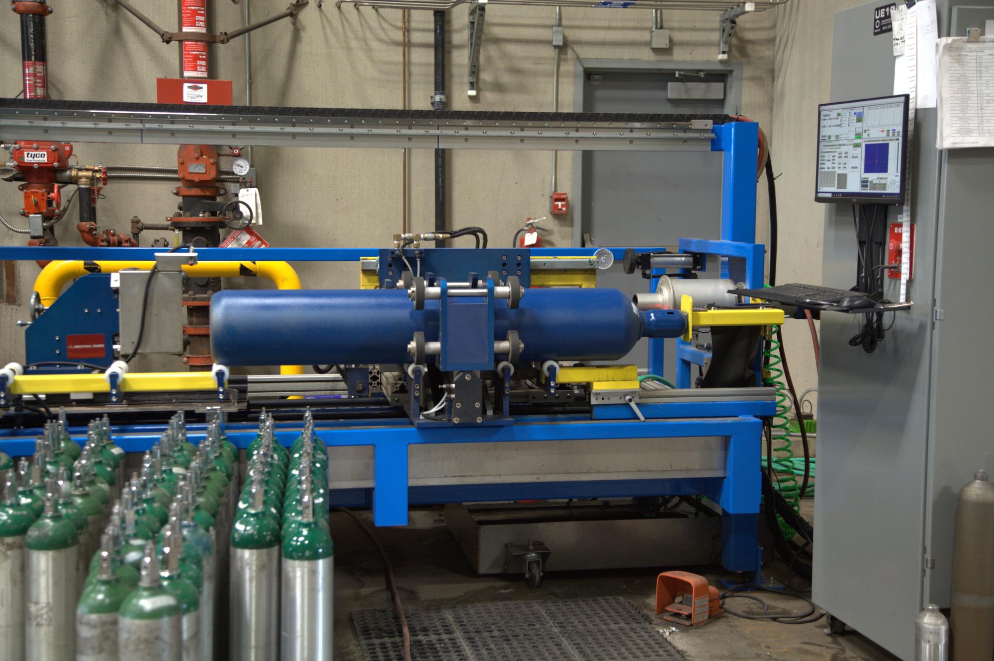 DOT hydrostatic cylinder testing rig at the Industrial Source Springfield facility